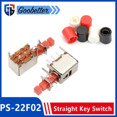 A03 Latching PCB Push Button Switch DPDT Straight Key Switch 6 Pin PS-22F02 - Image 1 of 4