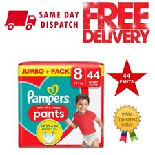Pampers Baby-Dry Nappy Pants Size 8 19kg+ Jumbo+ 44 Pack Easy-On Perfect Fit Uk