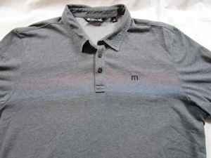Travis Mathew polo xl shirt short sleeve gray faint stripes soft casual golf - Picture 1 of 8