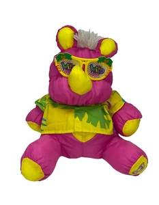 Fisher Price Puffalump Large Plush Wild Hawaiian Pink Rhino 1987 80s Vintage Toy - Picture 1 of 12