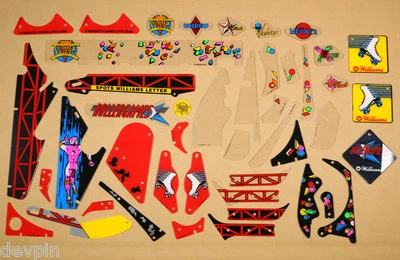 ROLLERGAMES 1990 WILLIAMS PINBALL PLAYFIELD PLASTIC SET NEW LICENSED  - Image 1 of 4