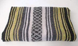 Manta mexicana vintage, Sarape, tiro, marrón, rayas tejidas, acurrucarse 72 - Imagen 1 de 8