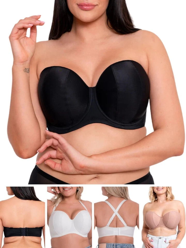 Sujetador sin tirantes Curvy Kate Luxe moldeado con aros sujetadores multiusos lencería Foto 1 de 1