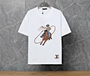 Louis Vuitton Cowboy Embroidery T-Shirt White Small Size - Picture 1 of 13