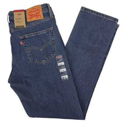 Pantalones de mezclilla elásticos Levi’s 511 ajustados para hombre 32x34 azul índigo lavado oscuro NUEVO Foto 1 de 4