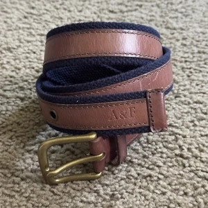 Abercrombie & Fitch Belt Men’s 30 Canvas Buffalo Leather Casual Preppy Vtg Y2K - Picture 1 of 4