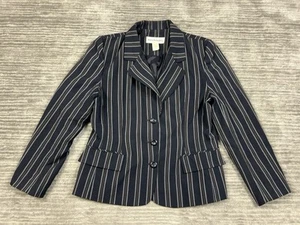 Norton McNaughton Blazer Womens 8 Black Pinstripe Polyester Blend Pockets - Picture 1 of 10