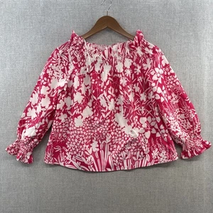 Tuckernuck Blouse Top Womens XS Pink Floral Off Shoulder Puff Sleeve Boho Casual - Picture 1 of 15