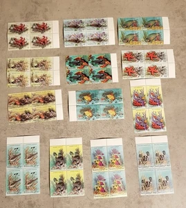 BARBUDA - 1987 -VITA MARINA -CORALLO FUOCO-PESCE FARFALLA SET IN BLOCCHI DA QUATTRO MNH - Foto 1 di 2