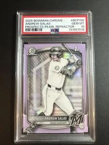 Bowman 2025 cromo béisbol Andrew Salas Pearl Refractor #BCP-156 PSA 10 Marlins - Imagen 1 de 3