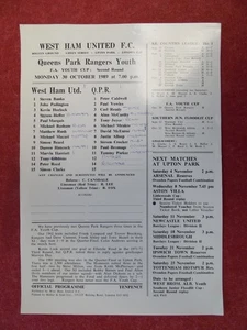WHU v QPR | 1989/1990 | FA YOUTH CUP R2 | 30 OCT 1989 | UK FREEPOST - Imagen 1 de 2