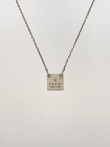 Collana GUCCI Placca Logo Quadrato SV925 Argento Uomo