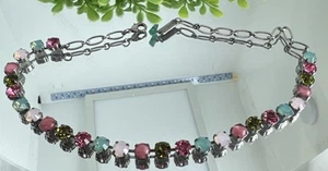 Mariana signiert mehrfarbig rosa grün blau Kristall verstellbar Halskette 18" - Bild 1 von 13