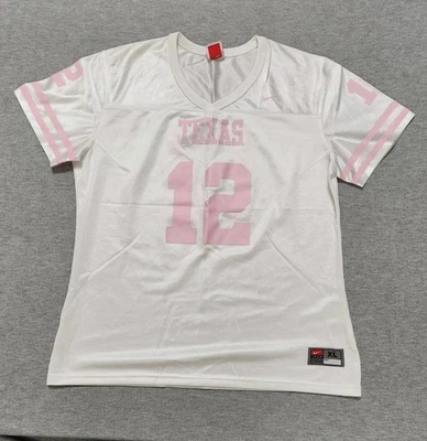 Nike Texas Longhorns Football Jersey Women’s XL White Pink Number 12 Fan Gear - Image 1 of 4