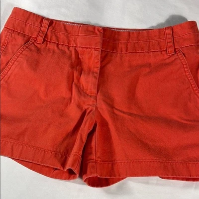 J. Pantalones cortos chinos Crew naranja brillante frente plano 4" entrepierna para mujer - talla 2 Foto 1 de 4