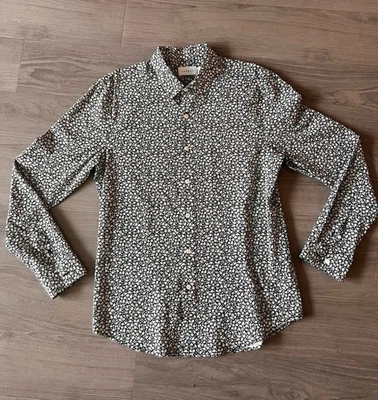 Topman Button Up Shirt Slim Fit Men’s L Black Yellow Flower Floral Long Sleeve - Image 1 of 4