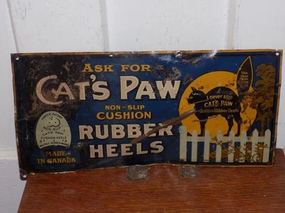 Vintage Cat’s Paw Rubber Heels Tin Sign - Image 1 of 4