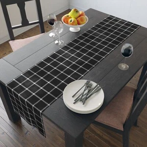 Black/White Plaid - Table Runner (Cotton, Poly) - Picture 1 of 21