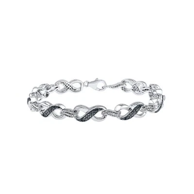 Brazalete Infinity 7 1/4 diamantes naturales blancos y negros de 1/10 quilates en plata de ley Foto 1 de 3