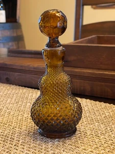 Vintage MCM Bernsteinschliff Glas Diamant Parfüm Flakon Dekanter, 7" S1 - Bild 1 von 7