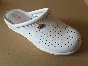DAMEN NHS KRANKENSCHWESTERN THEATER KÖCHE WEISS BEQUEM LEDER KÜCHE CLOGS PANTOLETTEN SCHUHE - Bild 1 von 6