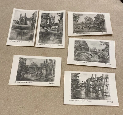 Vintage Cambridge R Warwick postcards painting University present bundle Trinity - Image 1 of 4