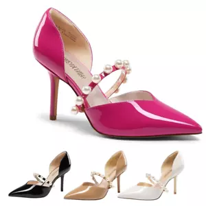 Women Slip On D'Orsay Pumps Close Toe Stilettos High Heel Dress Pump Shoes - Picture 1 of 23