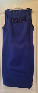 Alfani Blue Fun Summer Dress w 3 Decorative Rings - Size 6 - Picture 1 of 5