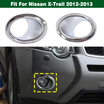 Par de cubiertas de faros antiniebla de parachoques delantero cromadas para Nissan X-Trail 2012 2013 Foto 1 de 4