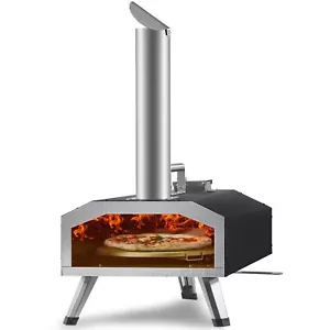 12"Outdoor Portable Pizza Oven Wood Fired&Gas Pizza Maker w/Rotating Pizza Stone - Picture 1 of 7