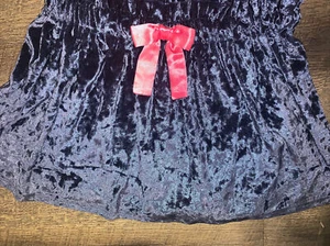 Girls sz 8 365 blue velvet Holiday skirt guc pink bow 10 ? - Picture 1 of 4