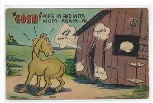 Postal de colección ¡DIOS MÍO! Pop's in Bad with Mom Again! Cómico 1946 - Imagen 1 de 2