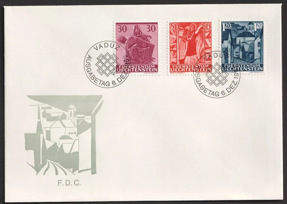 CHRISTMAS 1962 PIETA RELIGIOUS LIECHTENSTEIN   SET FDC UNADDR - Image 1 of 1