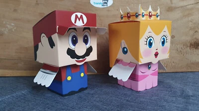 MARKENLOS Faltfigur f. Mario und Peach* Fans. Minecraft* Style. Kinder Geschenk Verpackung