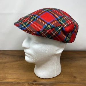Ingles Buchan Hat Wool Royal Stewart Tartan Plaid Newsboy Cap Scotland Stretch - Picture 1 of 13