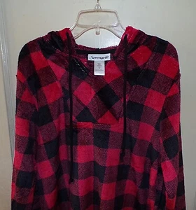 NWOT Men Womens Serengeti Plush Light Weight Red Plaid Pull Over Hoodie XL - Picture 1 of 8