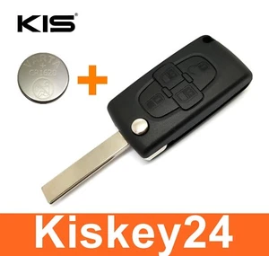 4Tasten Replacement Folding Key Housing With Blank for Peugeot 1007 807 + - Picture 1 of 4