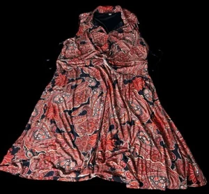 Vestido TOMMY HILFIGER Mujer Twist Frontal Sin Mangas Cuello en V Ajuste Midi + Acampanado 22W - Imagen 1 de 4