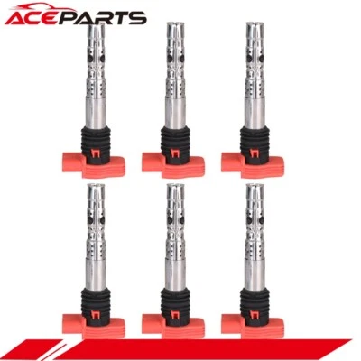 Juego de 6 bobinas de encendido UF483 aptas para Audi A4 A6 Quattro V6 2002 2003 2004 3,0 L Foto 1 de 4