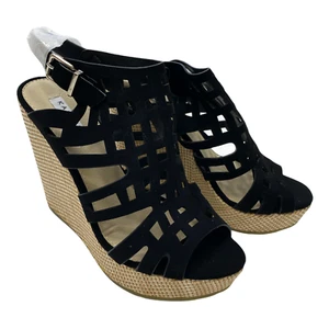 Kayleen Women's Black Strappy CHRISTI-2 Espadrille Wedges Size 6.5 S6 - Picture 1 of 9