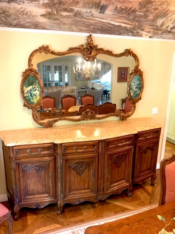 🌞Antique VINTAGE Gilded Rococo Italian Curio China CABINET SideBoard buffet Cover
