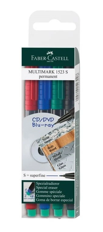 4er Faber-Castell Folienschreiber MULTIMARK OHP Marker CD DVD Marker S permanent - Bild 1 von 1