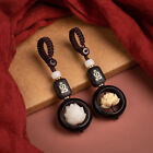 Buddhism Lotus Flower Keychain Wooden Pendant Keychain Lucky Beads Keyring Gift