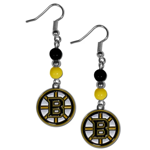 Boston Bruins Dangle Earrings (Fan Bead) NHL Licensed Hockey Jewelry Cover