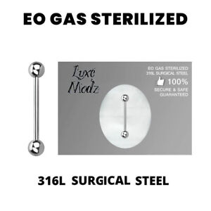 Sterilized Barbell Tongue Ring Ethylene Oxide Gas Surgical Steel 14G 5mm Balls