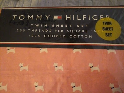 Tommy Hilfiger Park Avenue Scottie Rosa JUEGO DE SÁBANAS DOBLES SCOTTIE NUEVO Foto 1 de 4