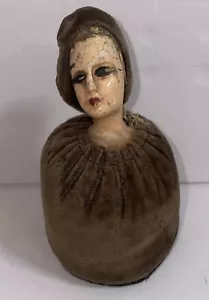 DE COLECCIÓN Cuerpo y Sombrero de Terciopelo Marrón MEDIA DAMA PIN COJÍN Costura Victoriana ALEMANIA? - Imagen 1 de 11