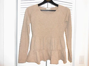 GARNET HILL--100% CASHMERE OATMEAL COLOR, 3 TIERS WITH ROLLED HEM--SMALL - Picture 1 of 1
