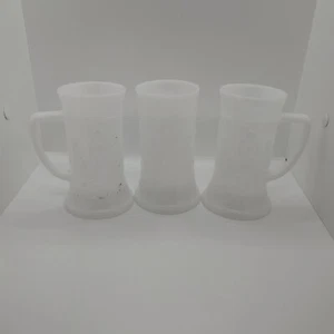 Seltenes Bundesglas Milchglas Bierkrug 3er Set Vintage Wirtshaus Szene 50er Jahre - Bild 1 von 6