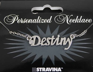 DESTINY Name Silvertone Rhinestone 14.5" w 4.5" Multi Ring Ext Necklace - Picture 1 of 12